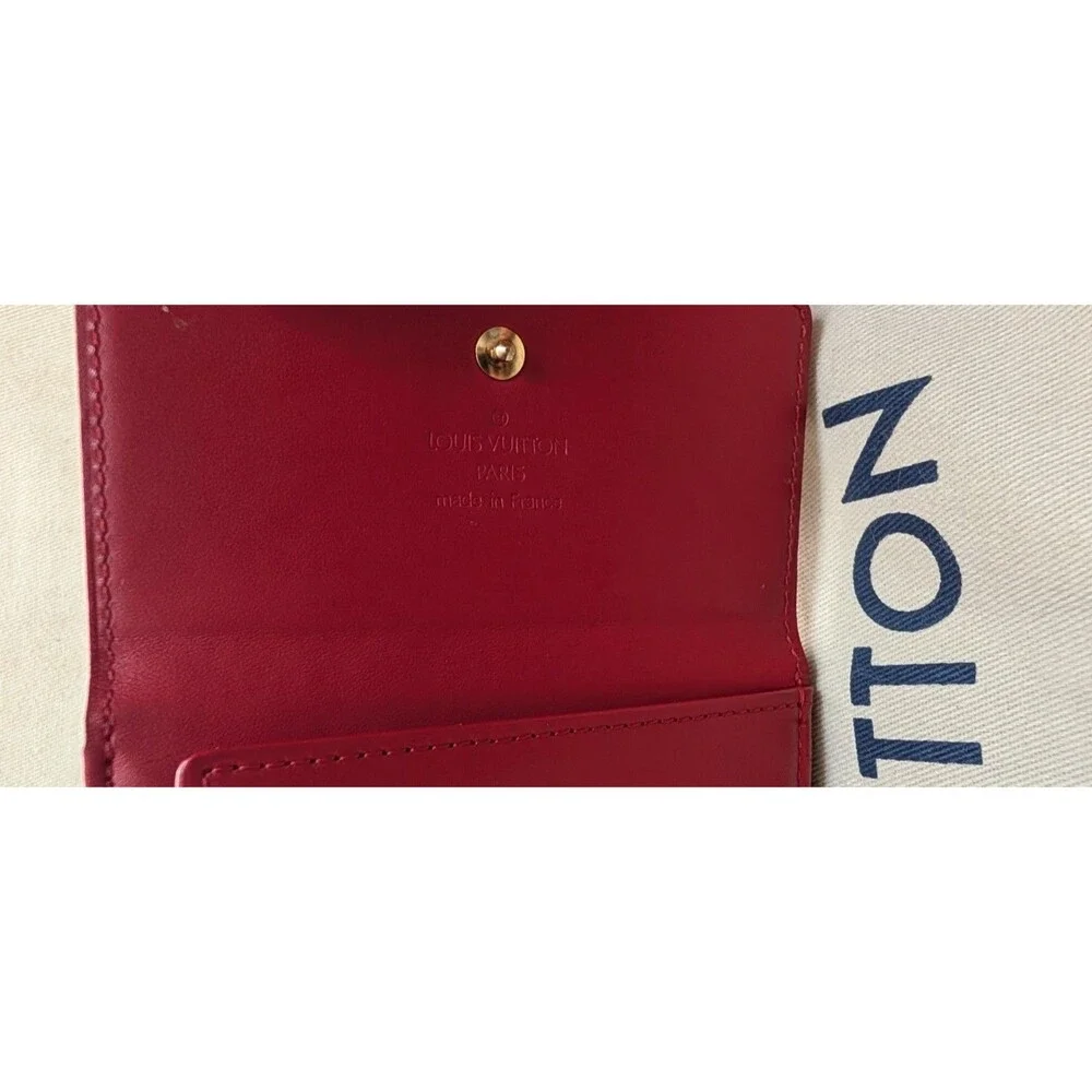 Louis Vuitton Authentic Monogram VERNIS Pomme D'amour Trifold Purse Wallet Auth